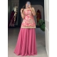 Pink Jacquard Silk Weaving Work Palazzo Salwar Suit For Ceremonial