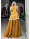 Mustard Jacquard Silk Salwar Suit With Weaving Work