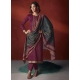 Purple Viscose Salwar Suit With Embroidered Work For Ceremonial