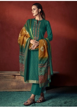 Rama Viscose Salwar Suit With Embroidered Work