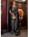 Black Satin Silk Trendy Saree With Weaving Work For Ceremonial