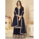 Cord Embroidered And Sequins Work Faux Georgette Salwar Suit In Blue