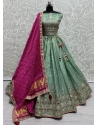 Green Silk Mirror Thread And Zari Work Lehenga Choli For Engagement