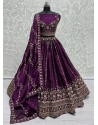 Purple Chiffon Satin Lehenga Choli With Fancy Thread And Zari Work For Ceremonial