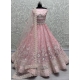Pink Net Diamond Embroidered Sequins And Thread Work Lehenga Choli