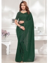 Green Georgette Classic Saree With Embroidered And Resham Work