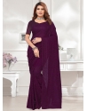 Wine Georgette Trendy Saree With Embroidered And Resham Work