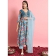 Blue Georgette Salwar Suit With Embroidered Work