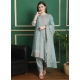 Turquoise Chiffon Salwar Suit With Embroidered Work