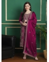Magenta Georgette Salwar Suit With Embroidered Work For Ceremonial