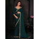 Green Georgette Satin Zircon Work Classic Saree For Ceremonial