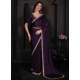 Purple Georgette Satin Contemporary Sari With Zircon Work For Women