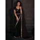 Black Georgette Satin Zircon Work Classic Saree