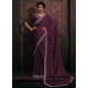 Zircon Work Chiffon Classic Sari In Wine For Ceremonial