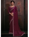 Wine Chiffon Contemporary Sari