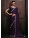 Purple Chiffon Trendy Saree With Zircon Work