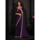 Innovative Purple Georgette Satin Classic Saree With Patch Border And Zircon Work