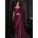 Maroon Georgette Satin Patch Border And Zircon Work Trendy Saree For Women