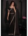 Georgette Satin Classic Sari With Patch Border And Zircon Work