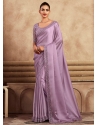 Lavender Satin Silk Patch Border Embroidered And Sequins Work Trendy Saree For Engagement