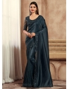 Silk Classic Sari With Patch Border Embroidered And Sequins Work