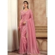 Pink Silk Patch Border Embroidered And Sequins Work Trendy Saree For Women