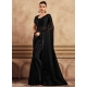 Black Chiffon Patch Border Embroidered And Sequins Work Contemporary Sari For Engagement