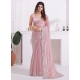 Diamond Embroidered Patch Border And Zircon Work Organza Trendy Saree In Pink