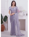 Organza Contemporary Saree With Diamond Embroidered Patch Border And Zircon Work