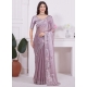 Diamond Embroidered Patch Border And Zircon Work Organza Trendy Saree In Purple