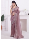 Purple Organza Zircon Work Classic Saree For Engagement