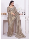 Beige Organza Zircon Work Trendy Saree For Engagement