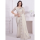 White Organza Zircon Work Contemporary Saree For Engagement