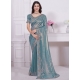 Turquoise Organza Zircon Work Classic Saree