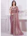 Zircon Work Organza Trendy Saree In Pink