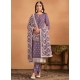 Purple Faux Georgette Trendy Suit With Embroidered Work