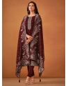 Maroon Georgette Embroidered Work Salwar Suit For Ceremonial