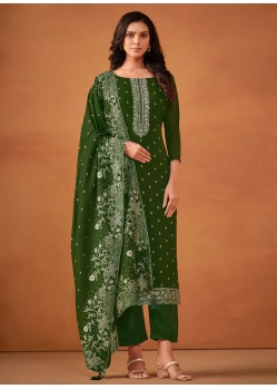 Embroidered Work Georgette Salwar Suit In Green
