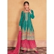 Chinon Salwar Suit In Pink And Turquoise