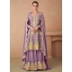 Lavender Chinon Salwar Suit With Embroidered Work