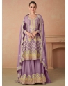 Lavender Chinon Salwar Suit With Embroidered Work