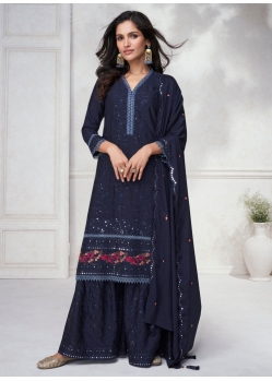Chinon Salwar Suit In Blue