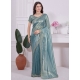 Turquoise Organza Trendy Saree