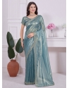 Turquoise Organza Trendy Saree