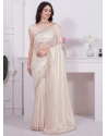 White Organza Zircon Work Trendy Saree For Engagement