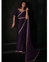 Purple Georgette Satin Zircon Work Trendy Saree For Women