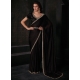 Zircon Work Georgette Satin Classic Saree In Black For Engagement
