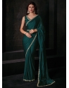 Zircon Work Georgette Satin Trendy Saree In Rama