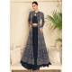 Blue Georgette Readymade Lehenga Choli With Embroidered Work For Ceremonial