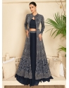 Blue Georgette Readymade Lehenga Choli With Embroidered Work For Ceremonial